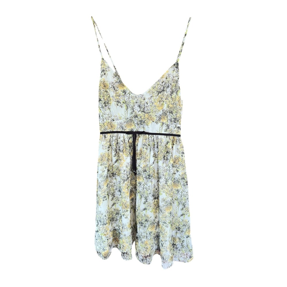 Super Natural by Secret Mission Floral Mini Dress XS Yellow White Smocked Back